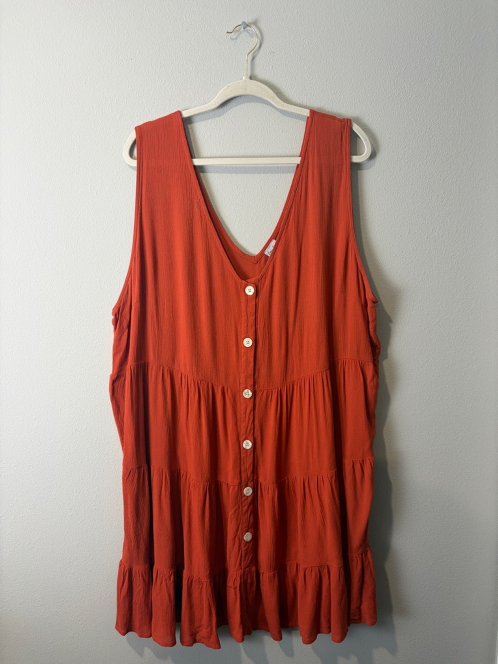 Cozy Casual Rust Sleeveless Tiered Ruffle Dress Size 3X